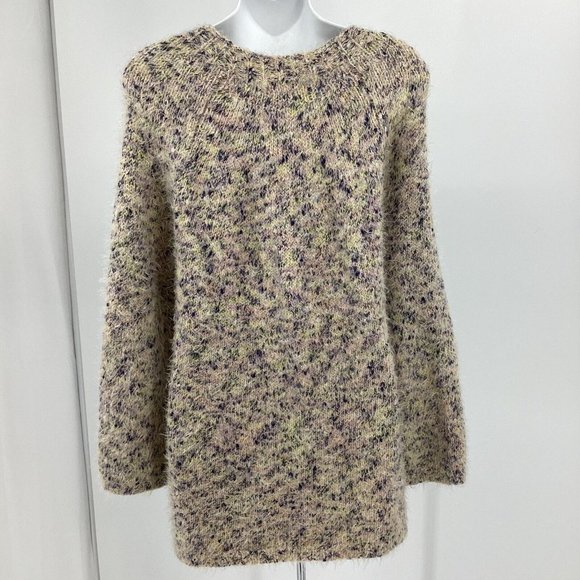 Lou & Grey Womens Sz M Multicolor Marled Fuzzy Acrylic Blend Sweater Relaxed Fit - Picture 2 of 5